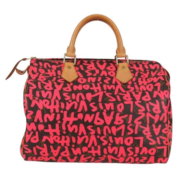 LOUIS VUITTON Monogram Graffiti Speedy 30 Hand Bag Pink M93704 LV Auth 128854V - Picture 1 of 14